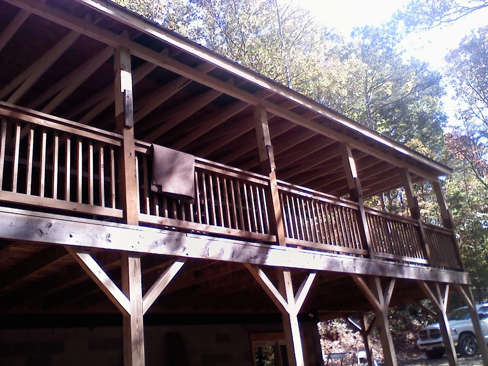 Timber framing under a new elevated porch and deck — Roof Leak Repair in Boise by Roofing Brothers
